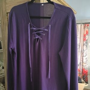NWOT Purple Lace-Up Women's Blouse